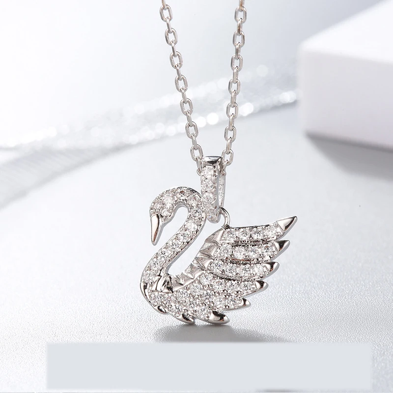 Silver Pendant S925 Sterling Silver 5A Zircon Swan-shaped Female Money Pendant