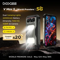 World Premiere DOOGEE V Max S 5G Rugged Phone Dimensity 7050 8GB 256GB Dual Camping Lights 22000mAh Large Battery Smartphone