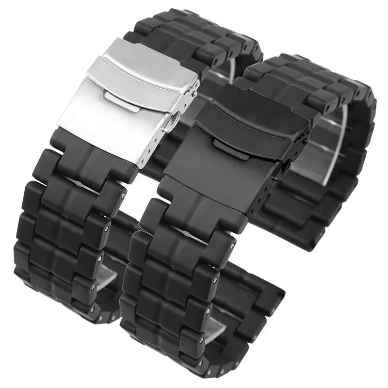 Cinturino Per Orologio Con Fibbia Pieghevole In Acciaio Inossidabile Solido In Plastica Per Cinturino Impermeabile Da Uomo In Fibra Di Carbonio Lumino