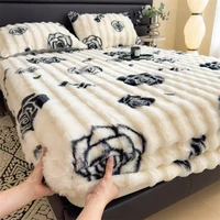 2024 new thickened rabbit plush mattress single piece winter warm plush sheet cover all-inclusive mattress protective cover 1