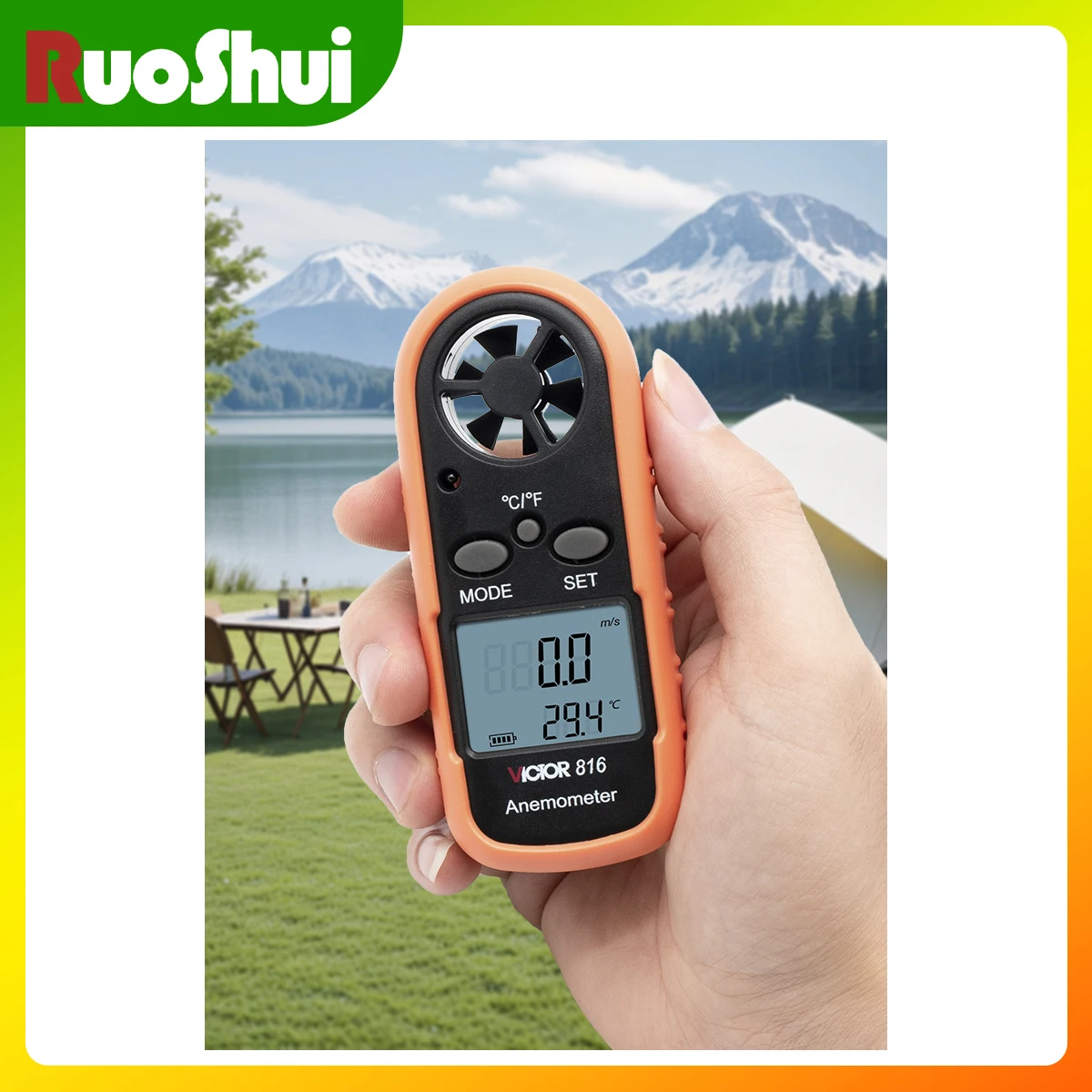 รูปสินค้า เครื่องวัดความเร็วลมและอุณหภูมิ RuoShui 816