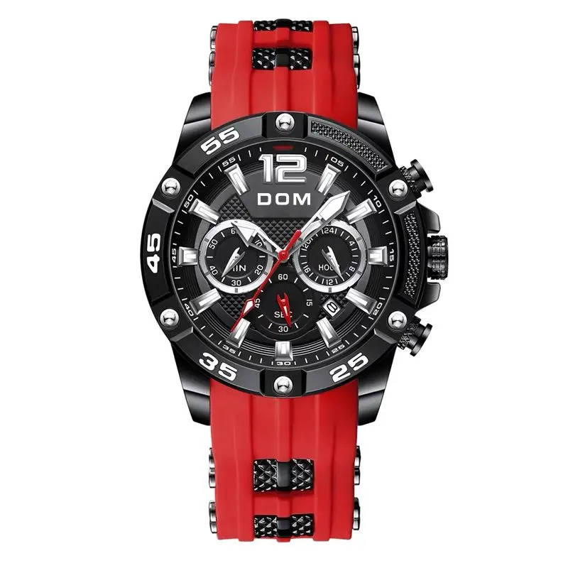 DOM Men's watch Chronograph Quartz watchprecision High luxury high quality brand Sports style waterproof watch