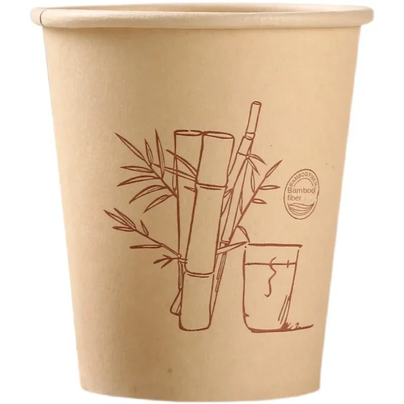 Disposable Paper Cups Vanzlife Bamboo Fiber Paper Cups Eco-Friendly Office Disposable Tea Coffee Thickened Milk Tea Cups For Business Use