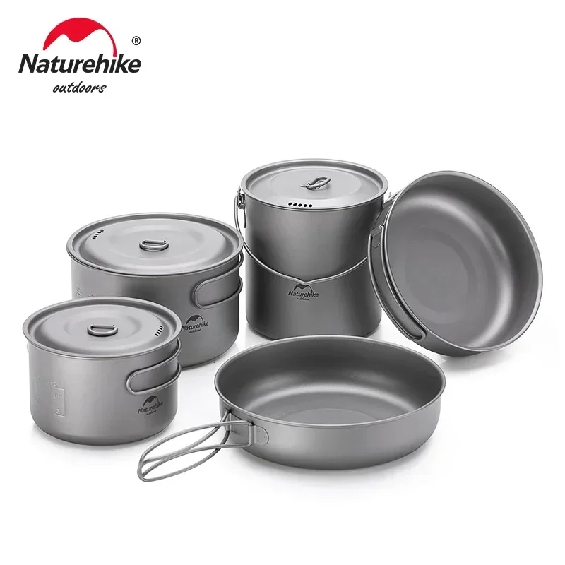 

Naturehike Titanium Tableware Foldable Pot Frying Pan Titanium Cup Outdoor Picnic Utensils Tableware Hiking Camping Cookware