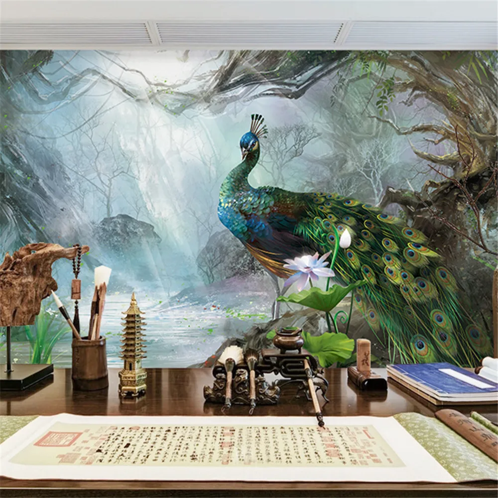 Pavão Papel de parede 3D para sala, quarto, TV fundo, papel de parede,  decoração do sofá, atmosfera - AliExpress, image size:1000x1000