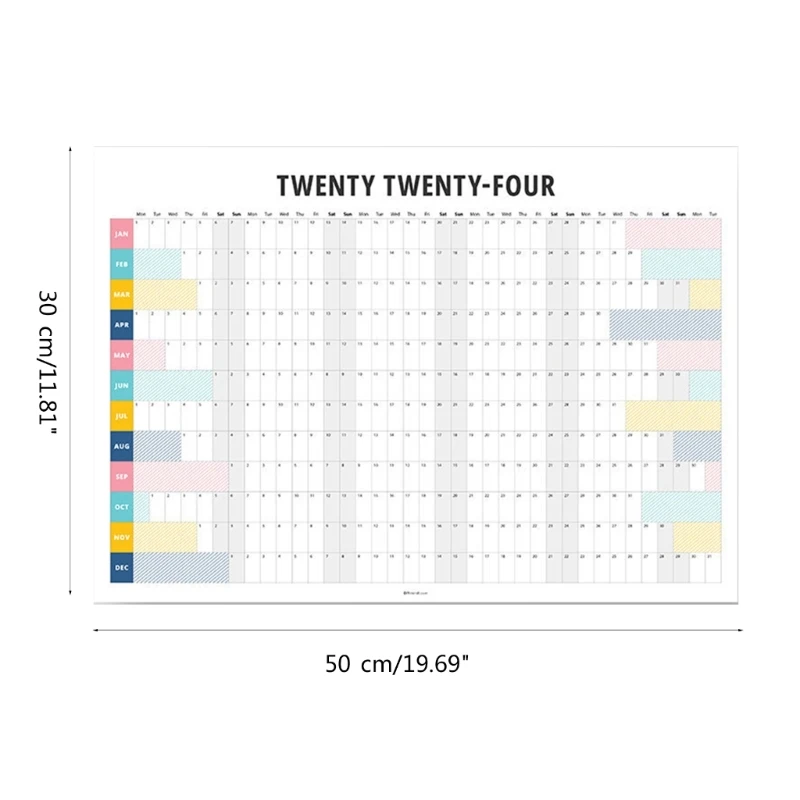 DXAB 2024 Wall Calendar Planner 50x30cm Full Year Calendar 2024 Yearly Planner