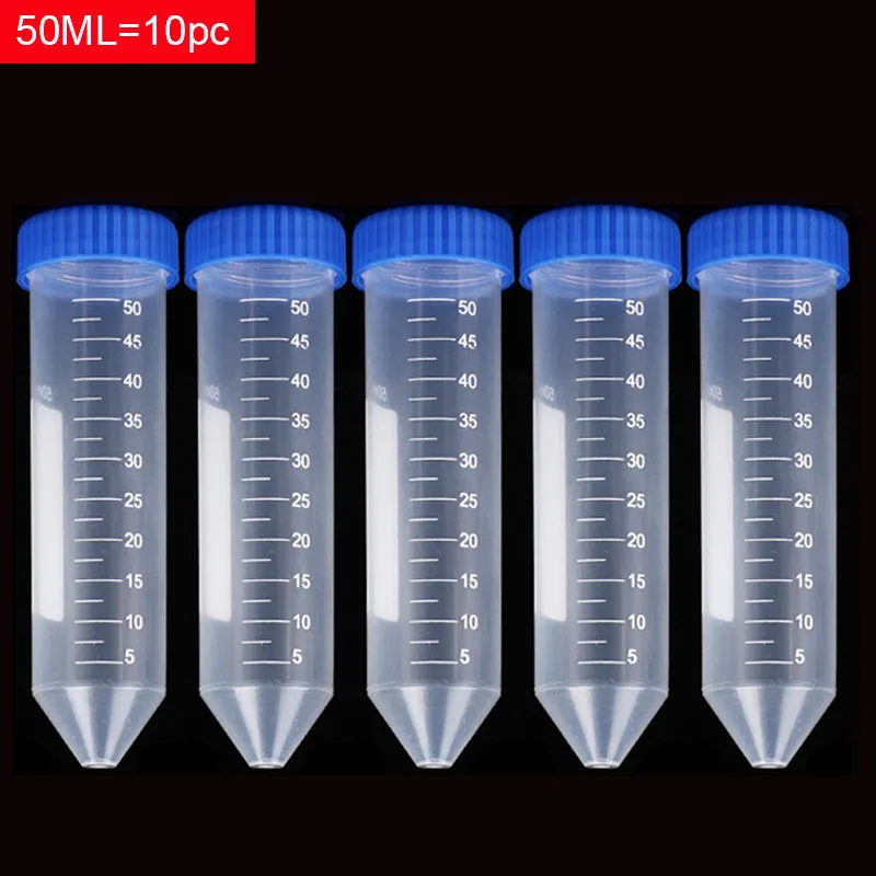 

50ml Plastic Centrifuge Tube Tip Bottom Freestanding Scientific Experimental Equipment Gland Centrifuge Tube with Scale 10pc