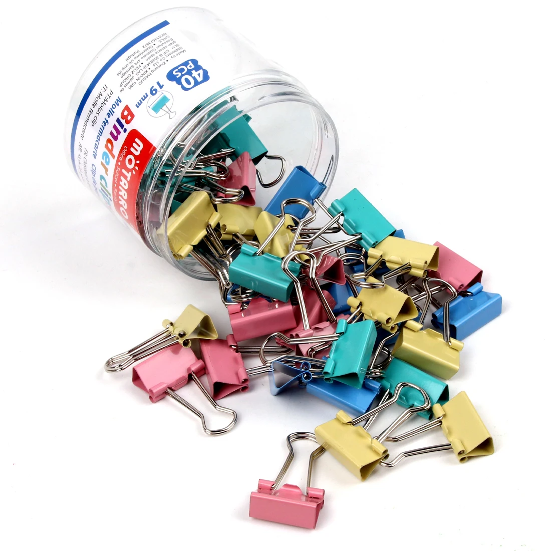 MOTARRO 40Pcs 19mm New Colorful Dovetail Clip Effortless Binder Clip Long Tail Clip For School Office Learning Supplies 1Box 2