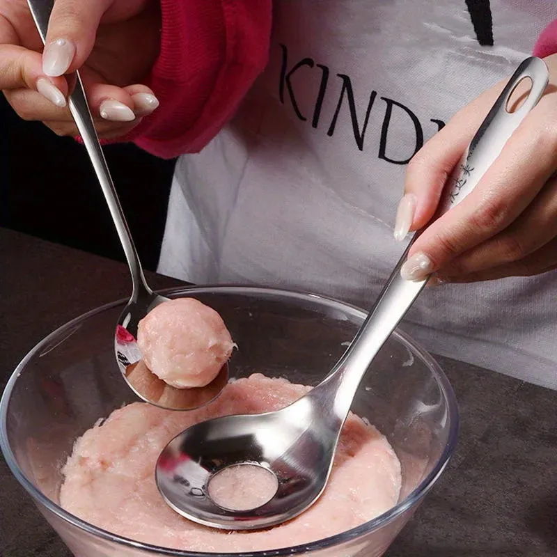 Stainless Steel Meatballs Spoon Non-stick Beef Fish Meatball Maker Manual Food Processorle Fish Balls Kitchen Meat Tools