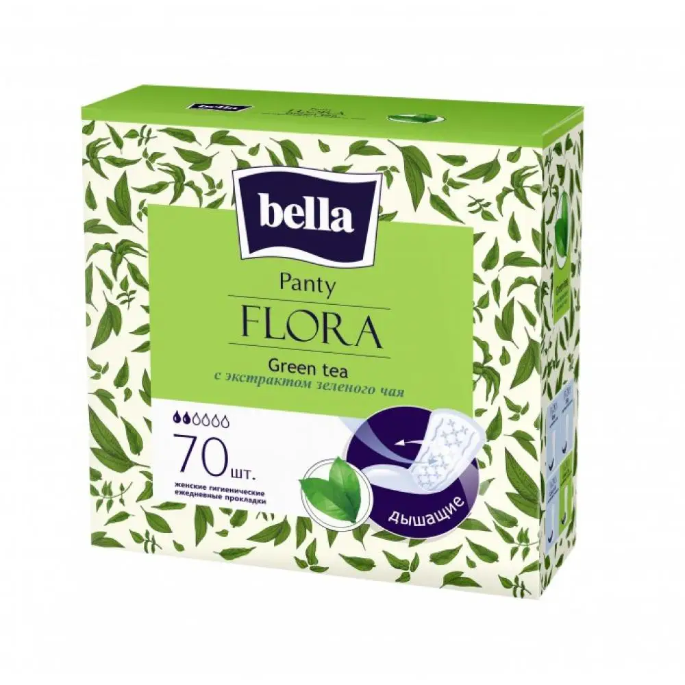 Bella Прокладки женские гигиенические ежедневные Panty Flora Green tea 70 шт. |