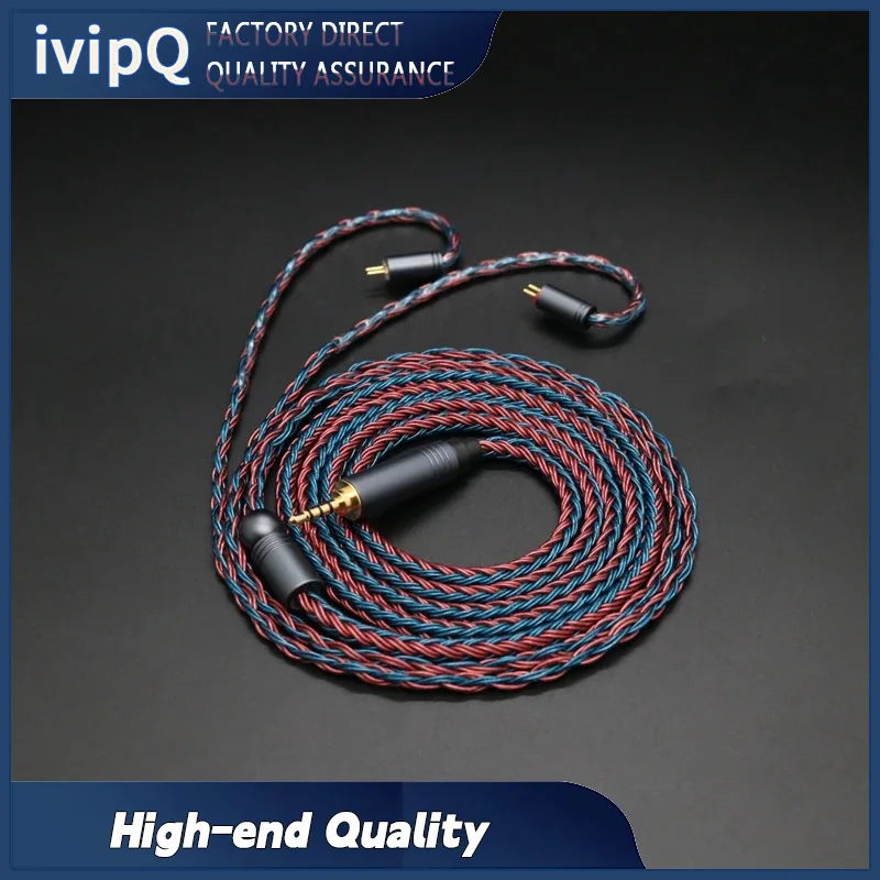 ivipQ 16 Core Copper Silver Alloy Earphone Upgrade Cable 2.5/3.5