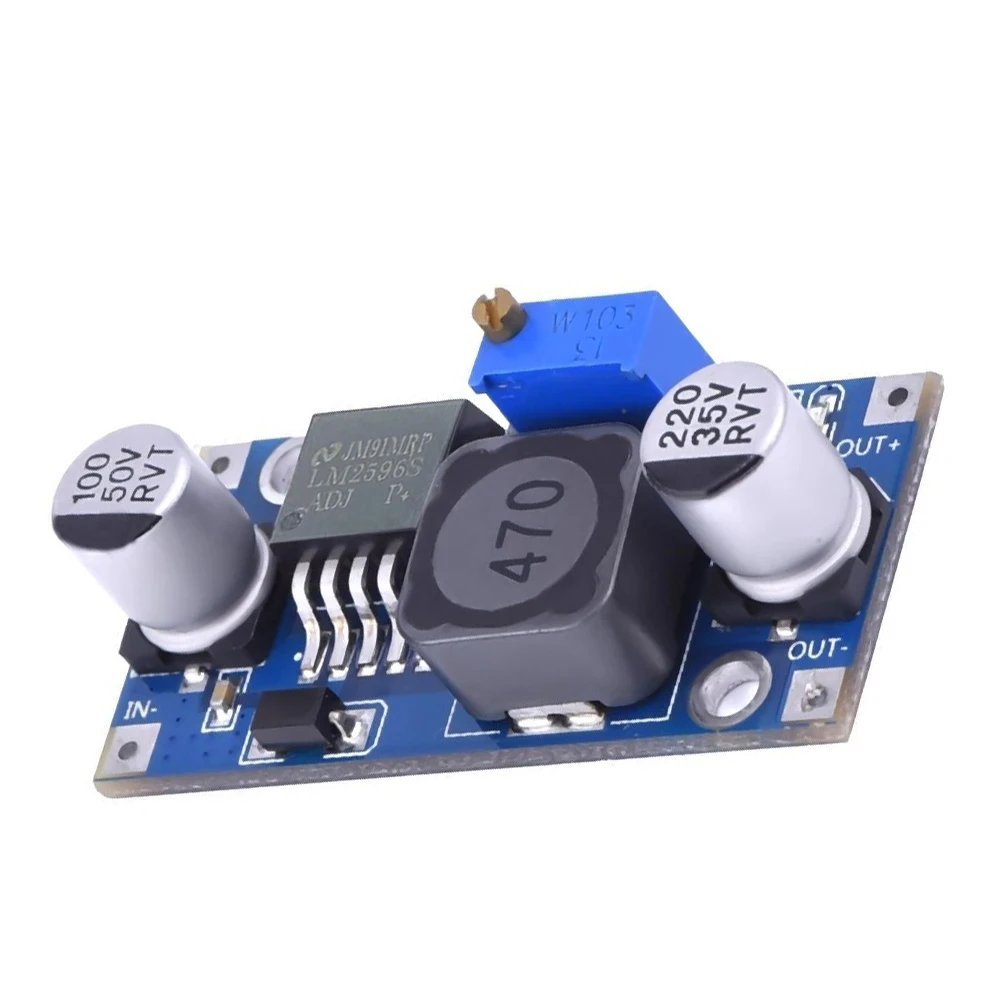 1-5개 DC-DC 3A 조정 가능한 스텝다운 모듈 LM2596 규제형 24V12V, 5V, 3V, 정전기 방지 백 포장