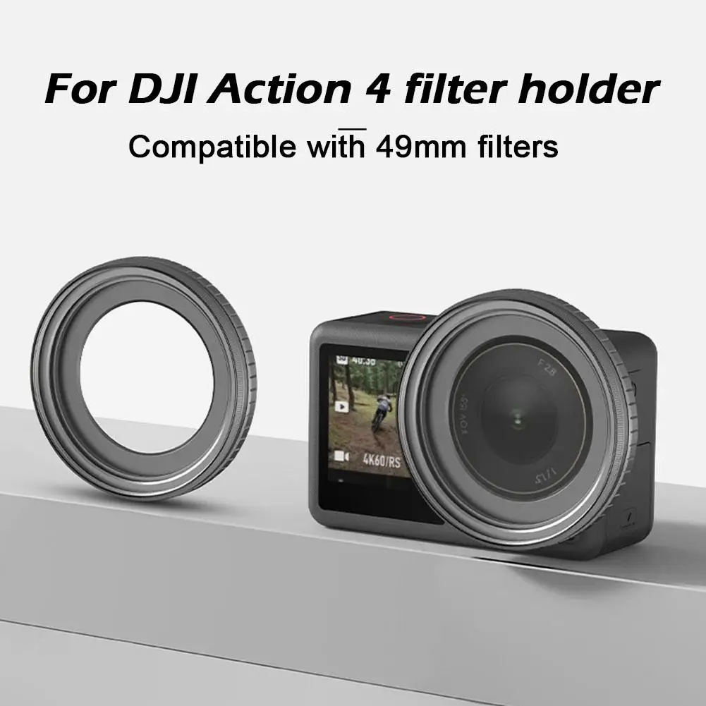 Dji 액션 4 호환 필터 거치대, 49mm 필터 필터 보호 실리콘 액세서리, 스포츠 카메라 프레임, 금속 Y0q2