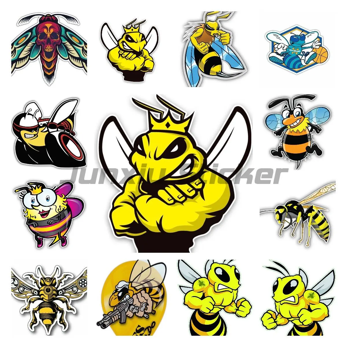 

New Scary Angry Bee Car Sticker on The Left and Right High Quality Sticker Bumper Body Vinyl Car Decoration