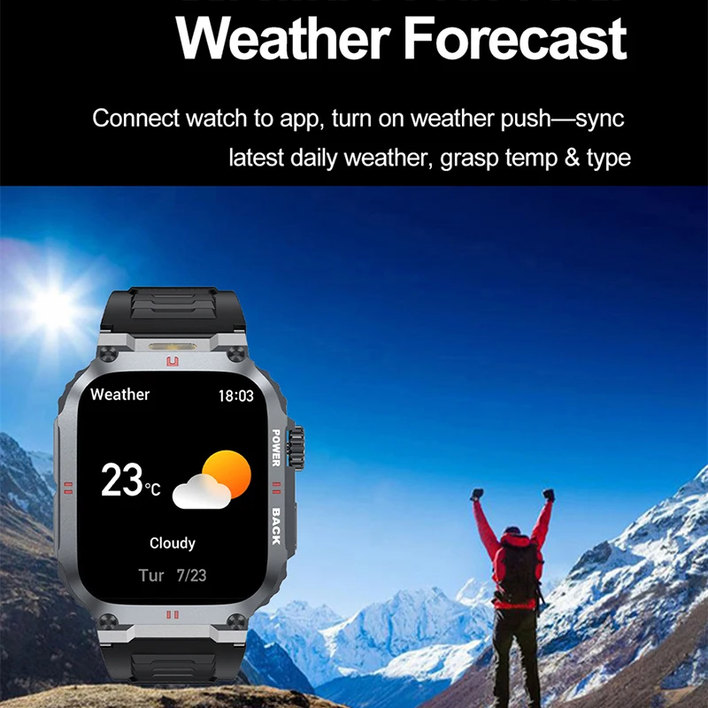 2026 Outdoor Military Smartwatch Men Bluetooth Call Smart Watch 3ATM IP68 Waterproof Rating Sports Fitness Watches Man 2025 New