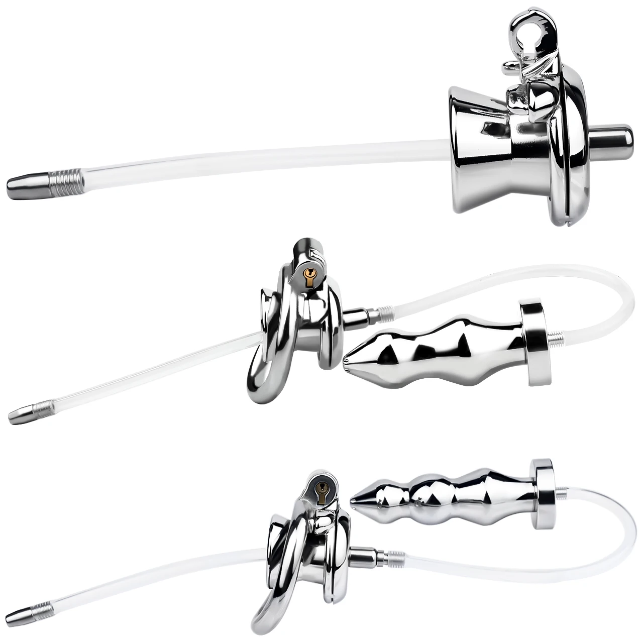 FRRK 240 Inverted Chastity Cage Device Silicone Urethral Catheter Penis Plug Cockring Stealth Lock Sex Toy For Men Adult Product