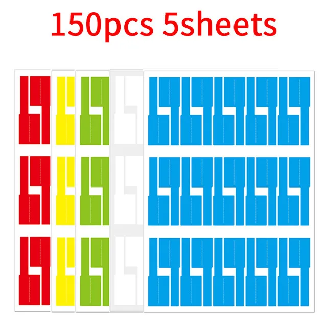 150Pcs/5 Sheets Cable Labels Wire Marking Network Waterproof Laser Printer Sticker Organizer A4 Self-Adhesive Label Cable Tags Mix 5-sheets