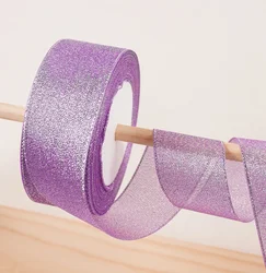 Gold Silver & Pink Blue Glitter Metallic Ribbon for Holiday & Party Decorations - 40mm Wide (69 Purple)
