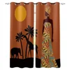 Black Woman African Savannah Tropical Landscape Window Curtains Living Room Curtain Home Decor 1