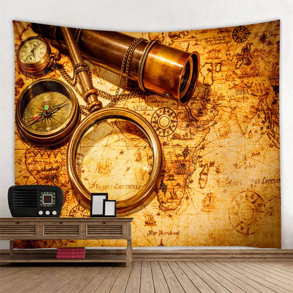 Vintage pirate ship tapestry tapestry decor Home Decoration Wall Hanging Art Decoration Background Cloth Living Room Printing Mural