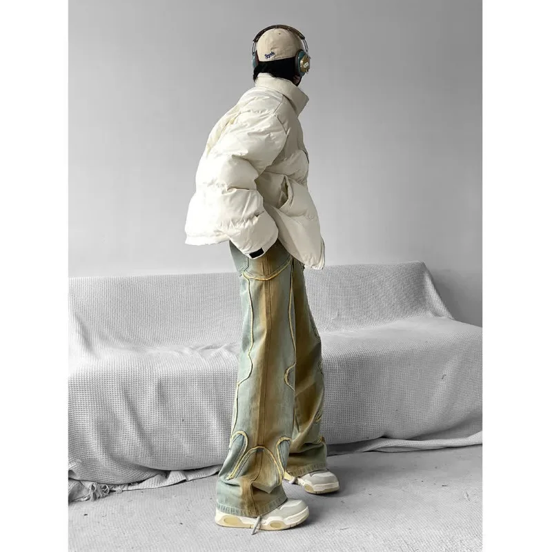 High Street Retro Loose Washed Old Fashionable Loose Jeans with A Sagging and Straight Tube for Slimming