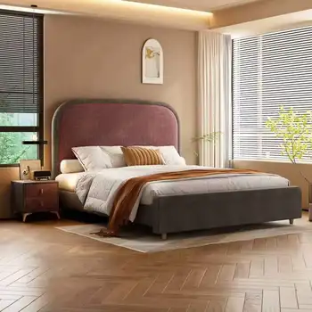 Modern Bedroom Sets Affinity Upholstered Linen Bed Frame King Size Fabric Headboard Bed Padded Bed Frame