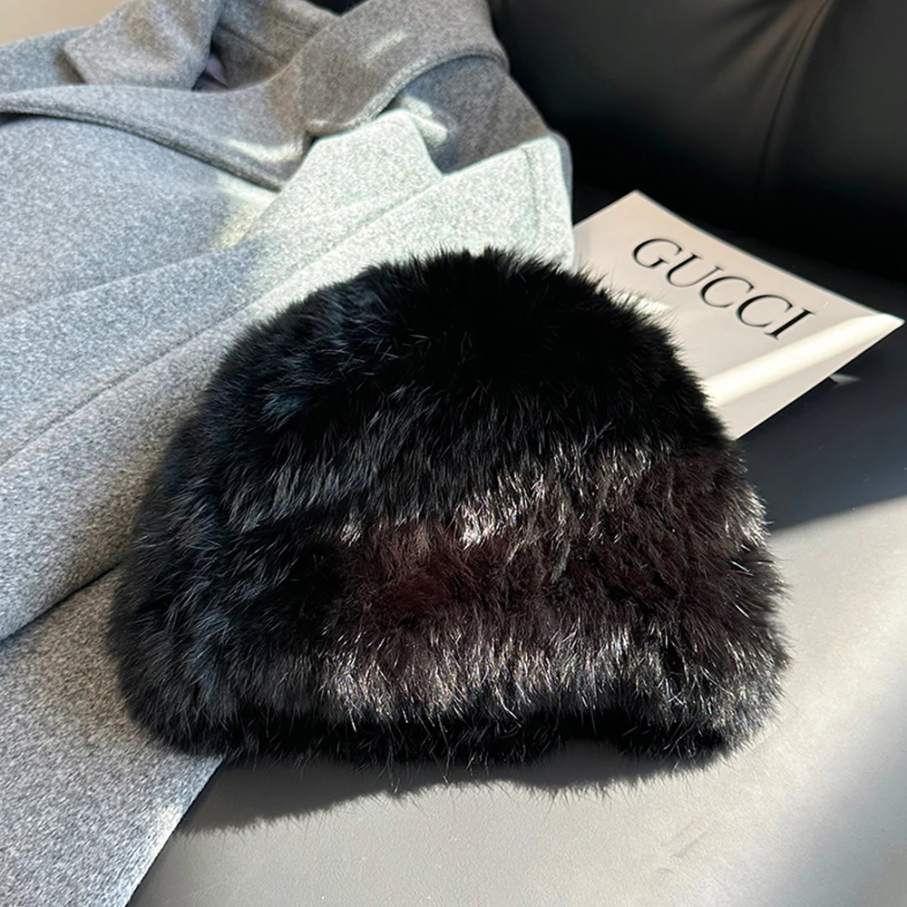 Women Winter Warm Real Rabbit Fur Hat Snow Cap Winter Hats for