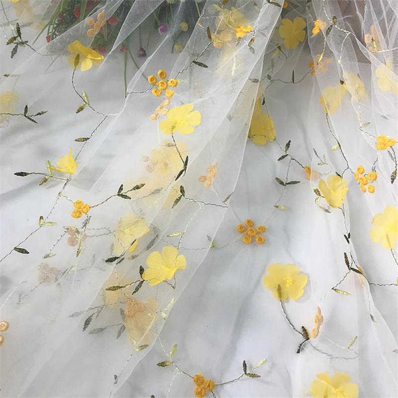 

3D three-dimensional embroidery net cloth embroidery lace Wedding Dress Embroidery clothing DIY skirt accessories embroidery fab