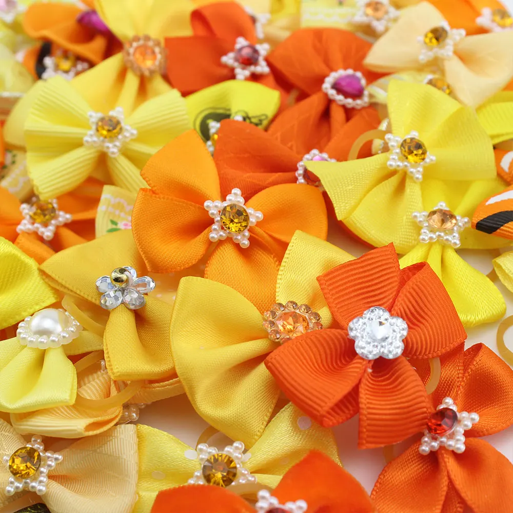 New 10/50 Pcs Wholesale Pet Pet Dog Cat Hair Bows Rubber Bands Rubber Bands Diamond Dog Accessories Small Dog Pet Supplies Cute 6