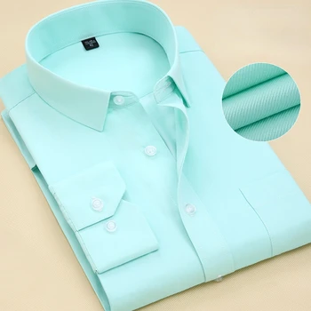 8XL Pure Color Long Sleeve Shirt for Men Work Office Business Classic Longsleeve Shirt for Men Casual Men's White Dress Shirt 3