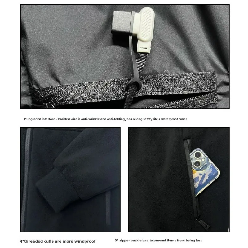 COMXZ 2025 8 Zone Smart Thermal Jacket Low Voltage 5V USB Powered Safe Heating Tech Outdoor Long Lasting Warm Coat