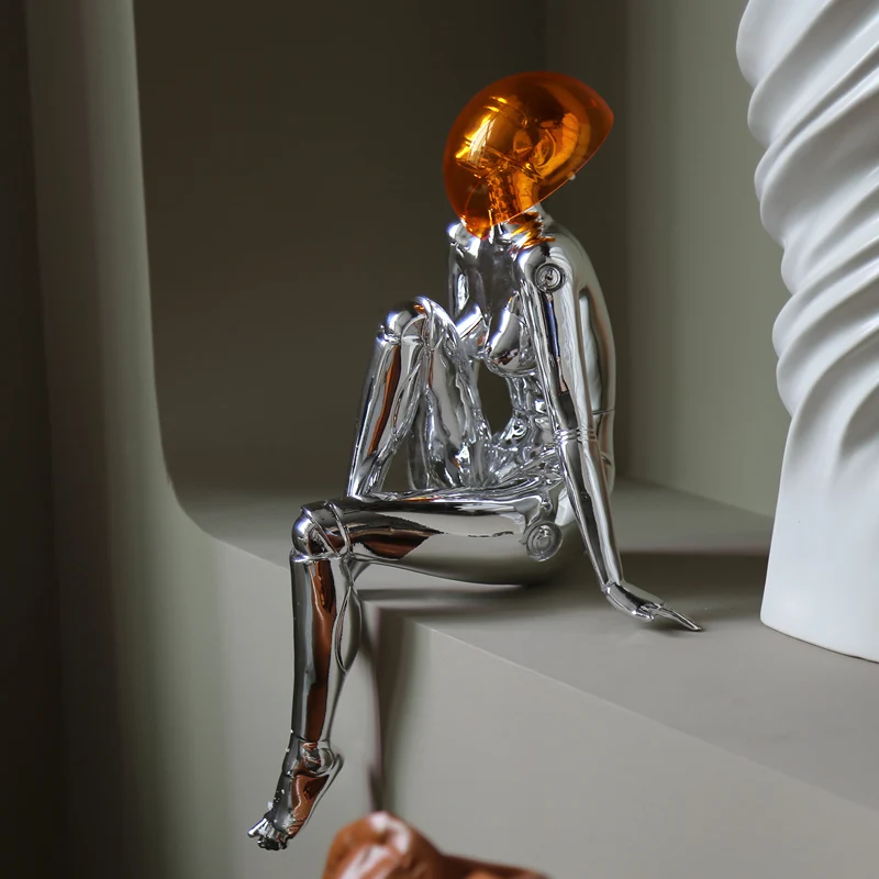 Room Decoration Art Electroplating Machinery Nude Female Decoration Statue Sculpture Living Room Study Office Figure Figurine