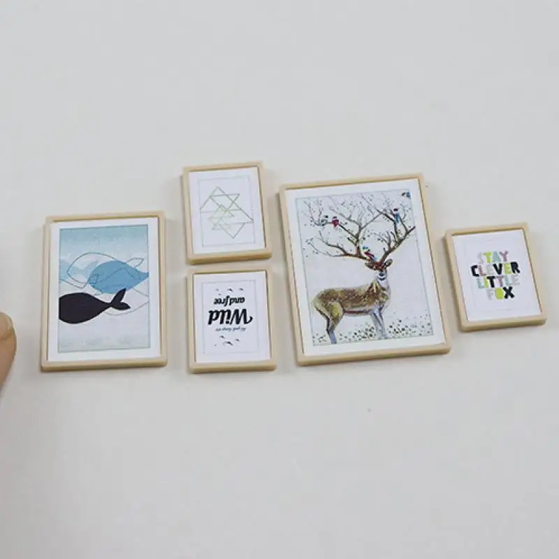 1 Set Puppenhaus DIY Zubehör 1:12 Puppenhaus Miniatur Vintage Wandbild Fotos Wandbild Szene Dekoration – Detail 9