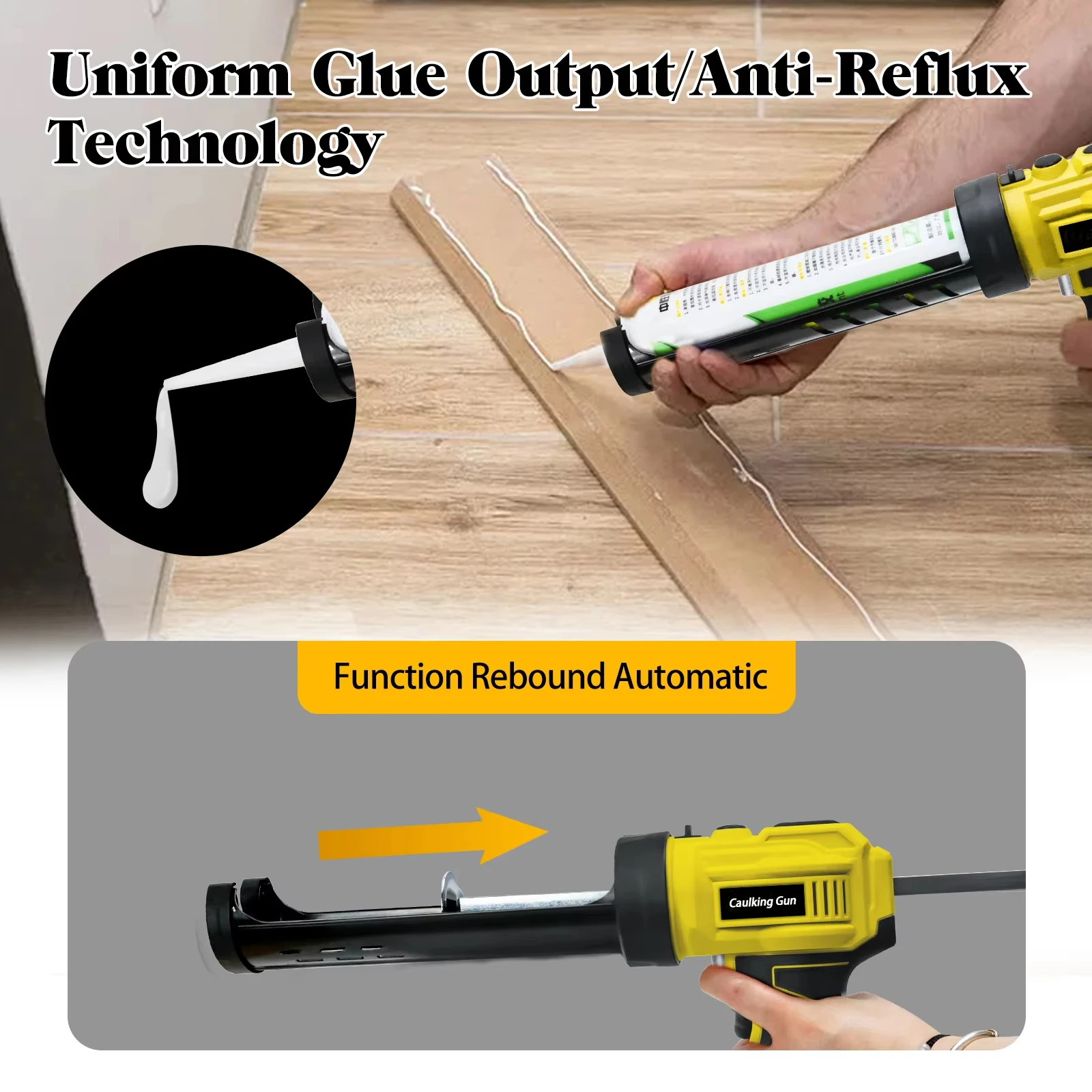 Wireless Glass Glue Gun Electric Caulking Gun For Dewalt 20V Battery 4 Adjustable Speed LED Light Adhesive Glue Seal Sealant