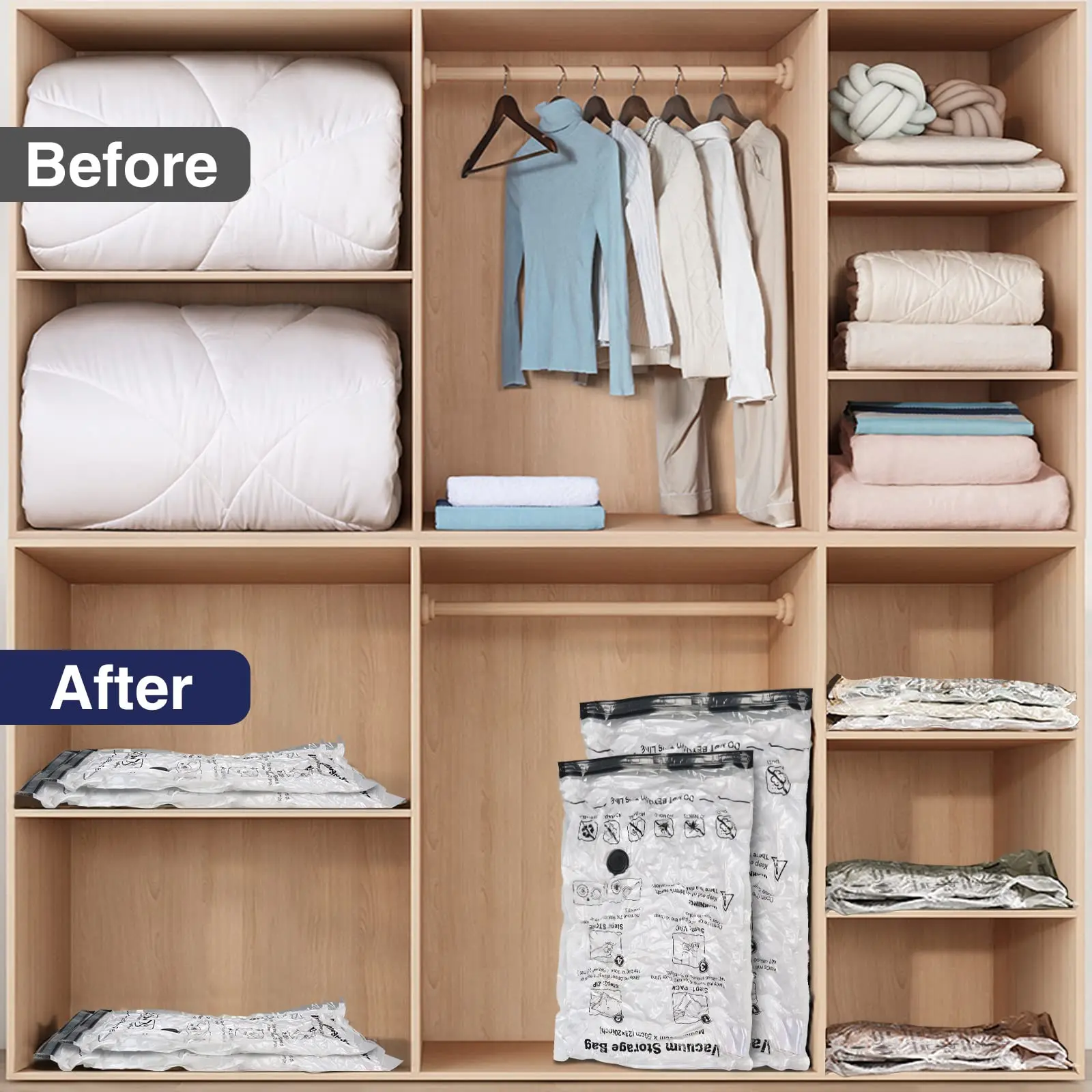 Vacuum Storage Bags Seal Bag for Comforters, Clothes, Bedding Organiser Blanket, Pillow, Duvet, Travel, Home Organizer 6