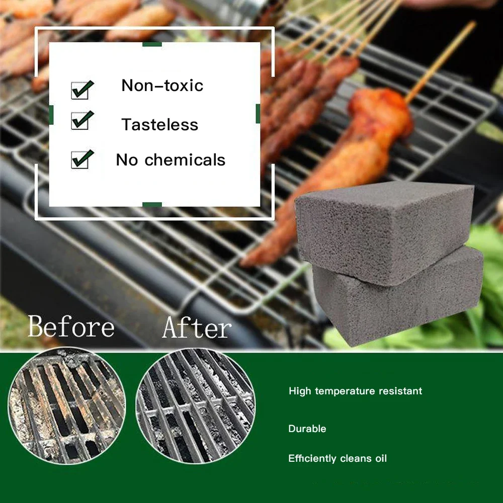 Barbecue Cleaning Tools Grill Brush BBQ Grill Cleaning Brick Block Handheld Clean Brick Barbecue Scraper Cleaning Stone Removing Stains Brush Kitchen Bakeware Tool