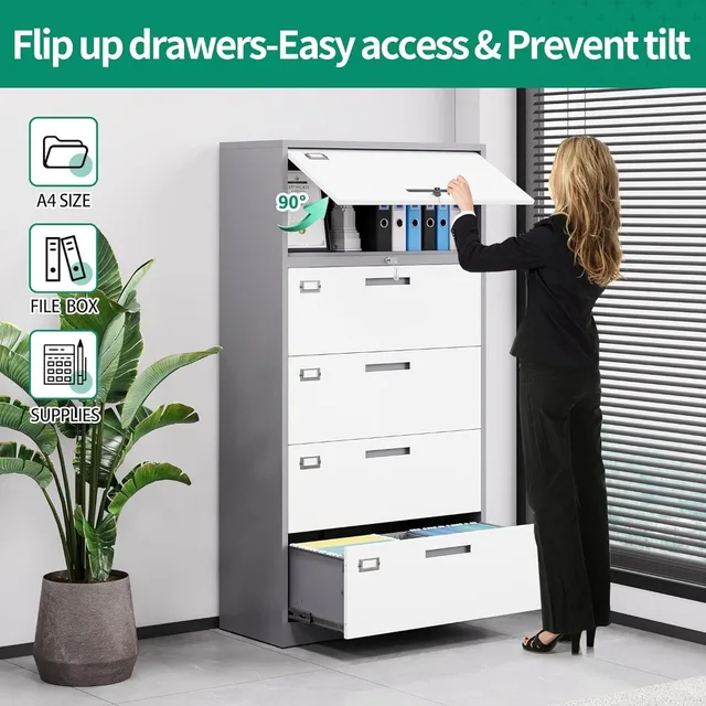 4-Drawer Locking Metal File Cabinet - Heavy Duty Vertical Storage For Letter, Legal, A4 & F4 Files