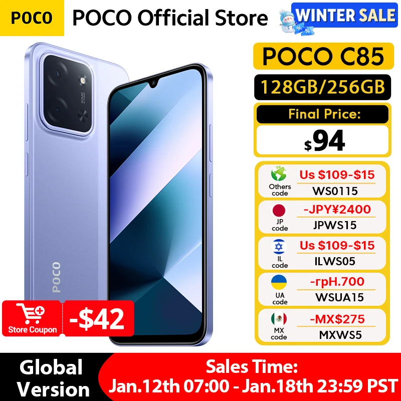 スマートフォン本体 POCO C85 8GB 128GB POCO C85 Global Version Smartphone 128GB 256GB MTK Helio G81-Ultra