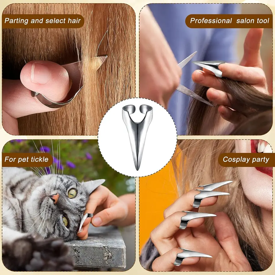Strumento Di Separazione E Selezione Dei Capelli, Anello Per Dita Della Treccia A 10 Pezzi, Anello Di Separazione Per Capelli Argento Per Estensioni Di Sezionamento, Intrecciatura, Anelli Per Unghie - Foto 7
