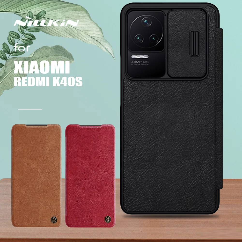 

Чехол Nillkin для Xiaomi Redmi K40S, кожаный чехол-книжка с откидной крышкой и отделением для карт, тонкий чехол для Xiaomi Redmi K40S, чехол для объектива