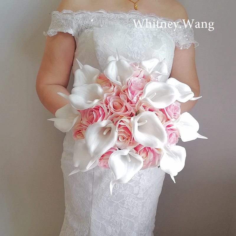 Whitney 2022 Wedding Collection Bright Dust Bean Pink Rose Bridesmaid Wedding Bouquet Ramo de flores para novia matrimonio