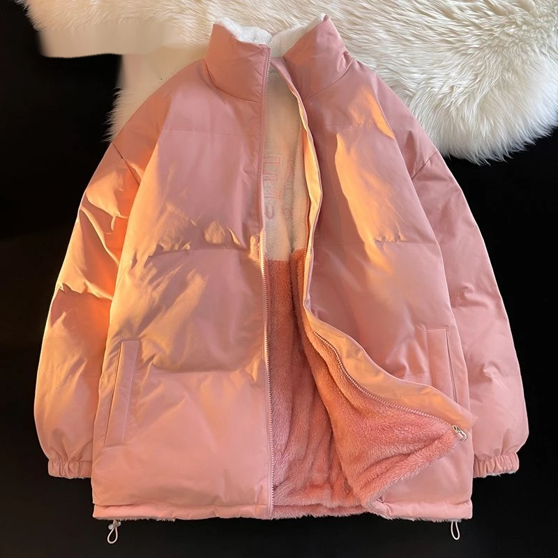 YMN new thick cashmere, men and women wear fashionable cotton-padded jackets on both sides, loose and_voghion.com
