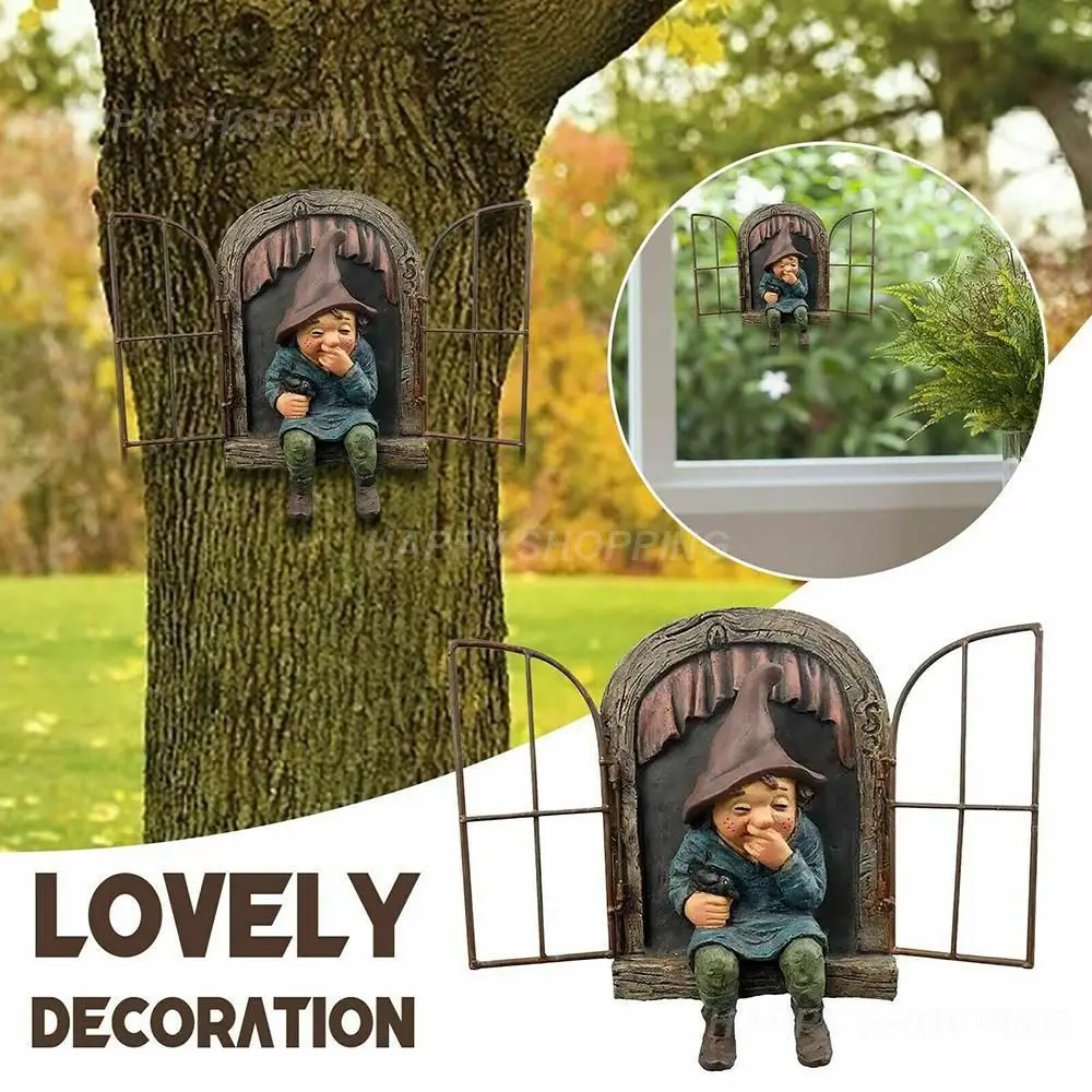 

Озорная садовая статуя Elf Out The Door Tree Hugger Home Yard Decor