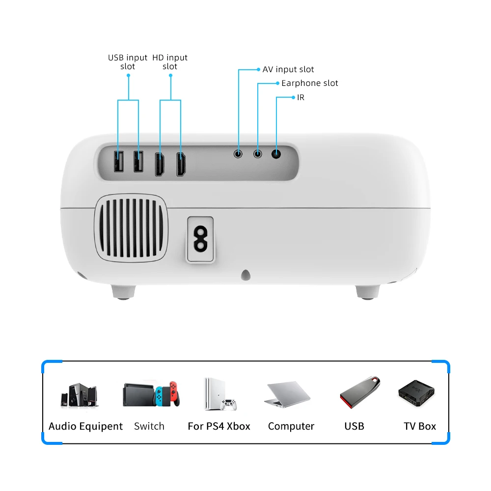 PROGAGA PG500 Full HD 1080P Mini Portable Projector 200 Inch 6000 Lumens Wifi Support 2K 4K Home Theater PG500 Projector Beamer