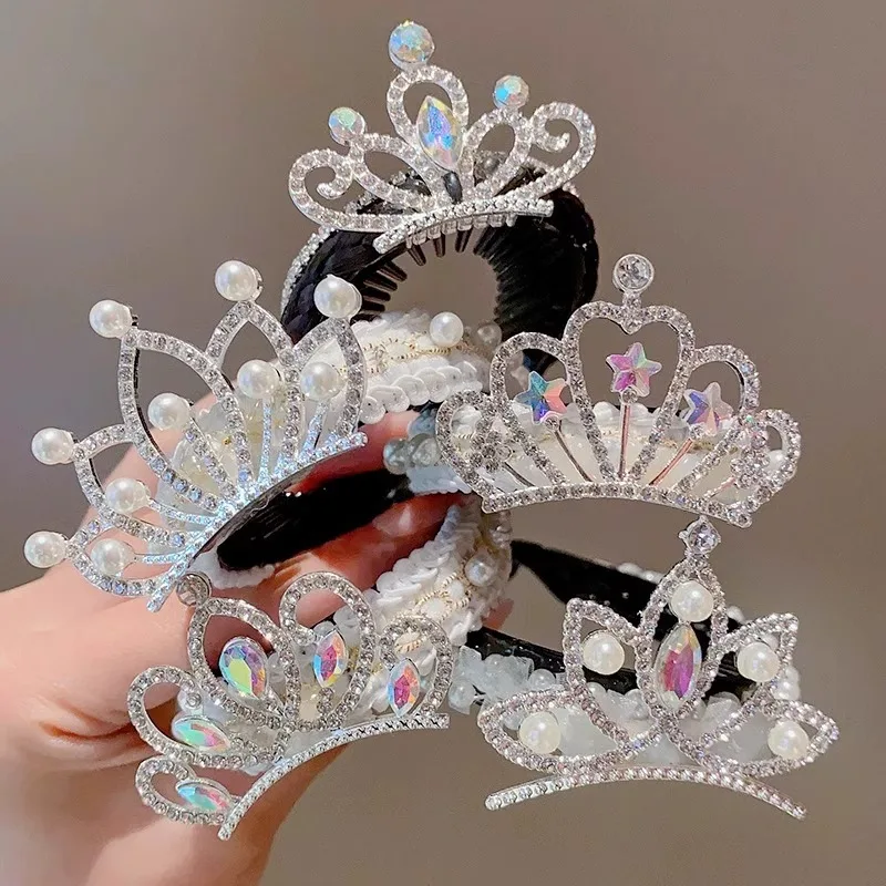 Crown Headdress Children's Summer Ball Head Artifact Twist Clip Girls Hair Accessories Ponytail Buckle Baby Hairpin