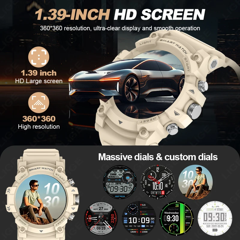 LIGE New GPS Sports Smart Watch Men Call Reminder Heart Rate Blood Oxygen Fitness Waterproof Outdoor Smartwatch For Android IOS