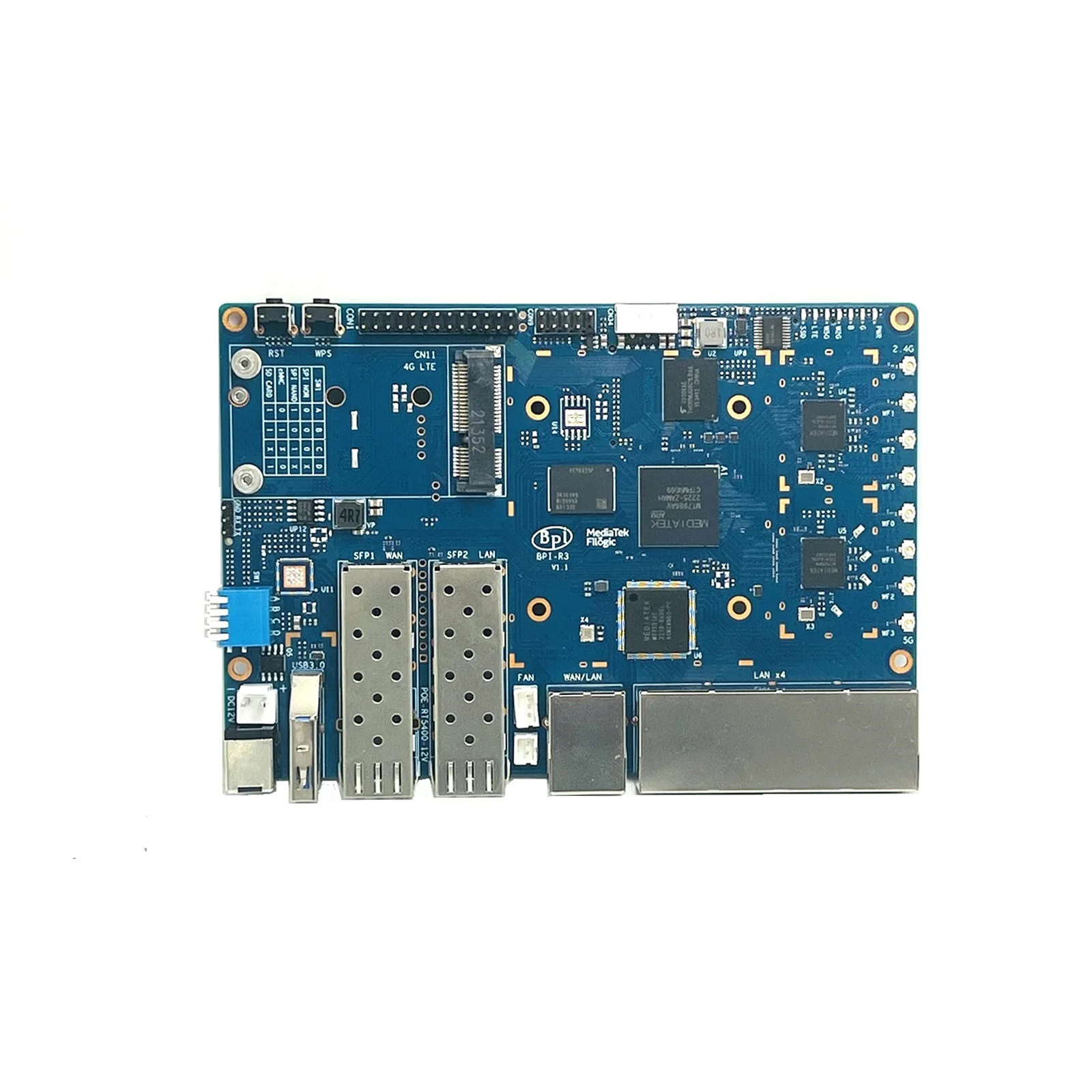 Banana Pi BPI R3 MediaTek MT7986 quad core Router Development Board 2G DDR RAM 8G eMMC Flash Support Wi-Fi6 5 GbE network port single board computer,mini development board,smart router