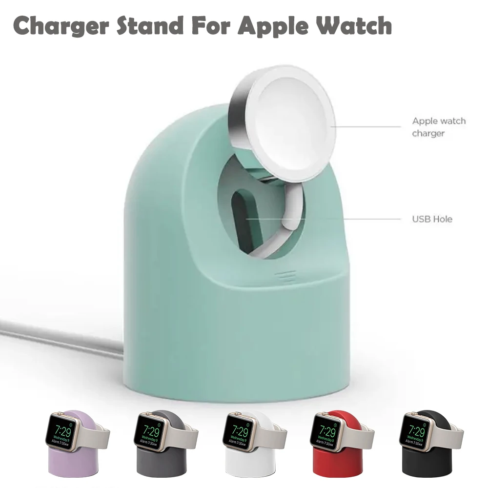 Charger Stand For Apple Watch Series Ultra/8/SE2/7/6/SE/4/3 49mm/45mm/44mm/42mm/41mm/40mm/38mm Durable Silicone Nightstand Mode