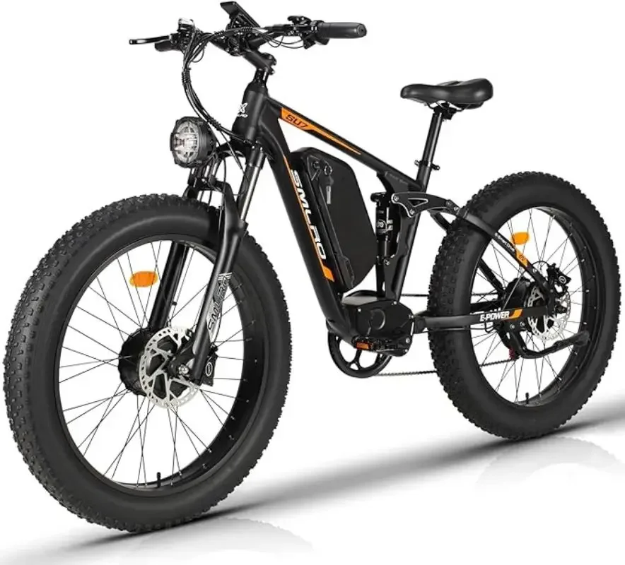 Electric Bike for Adults 2000W Dual Motor 35MPH Fastest Ebike, 48V 22.4Ah Switchable RWD AWD Ebike 26” Fat Tire Full Suspension
