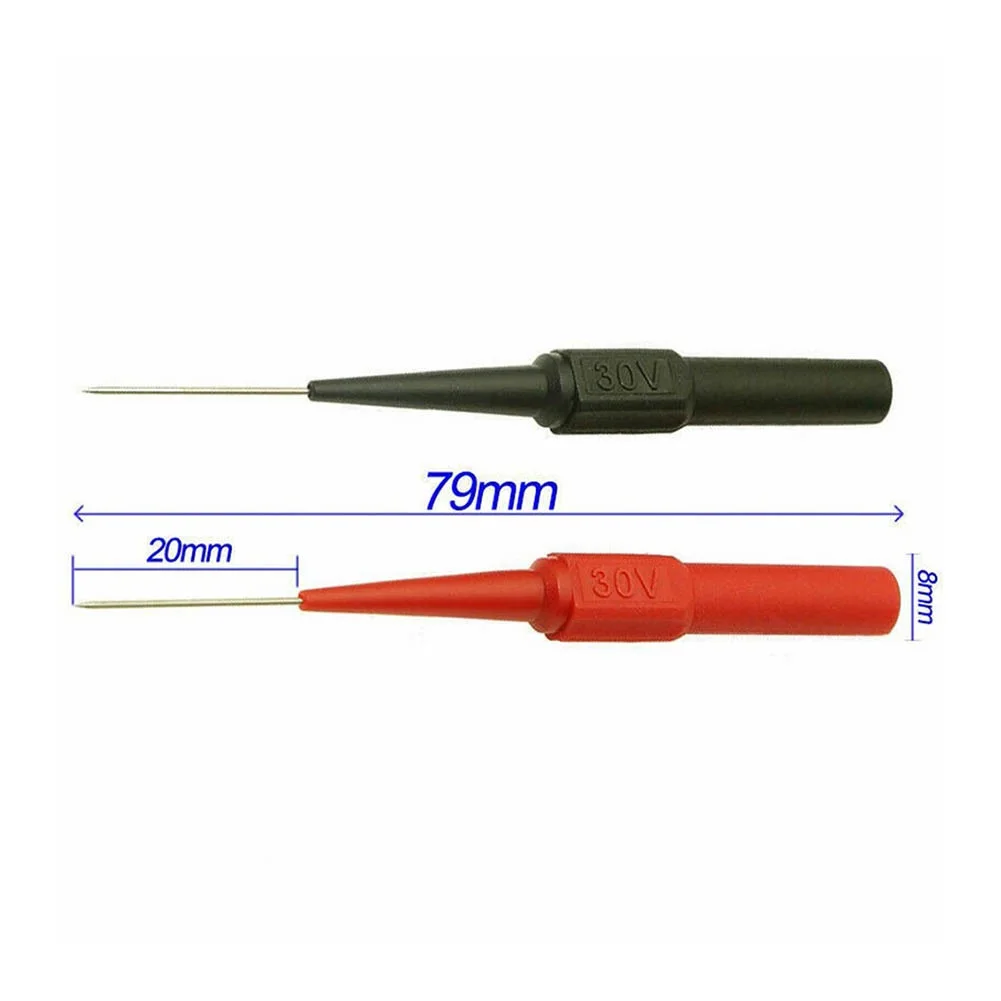 30pcs 절연 피어싱 바늘 민감한 비파괴 멀티미터 테스트 프로브 바나나 플러그용 정확한 침술 자동차 도구